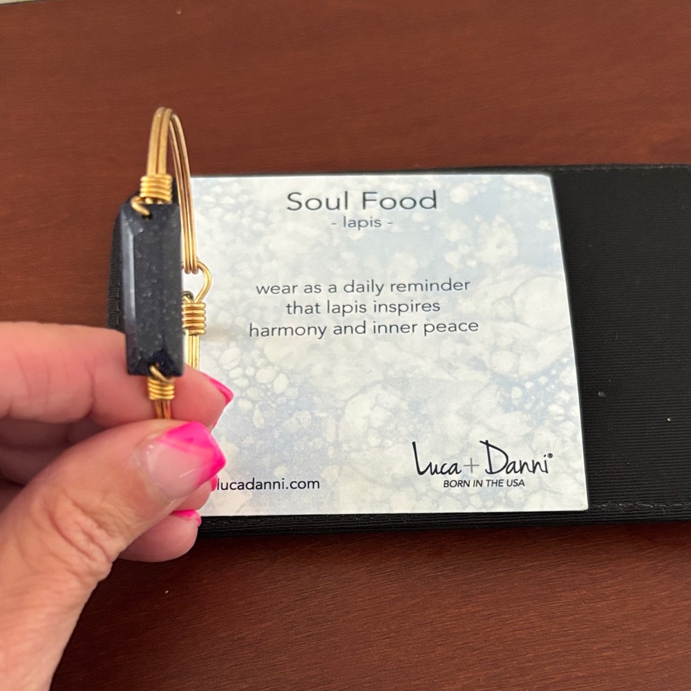 Luca + Danni Gold and Deep Blue Lapis Bangle